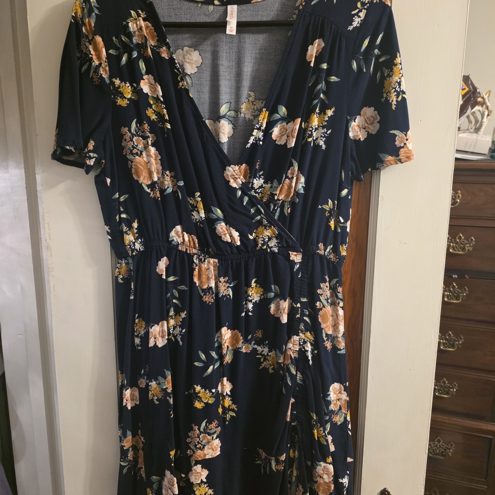 Xhilaration Navy Floral Midi Dress